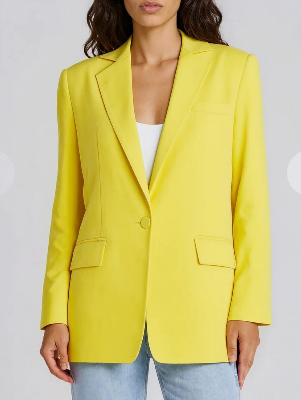 CHRLDR Janet Oversized Blazer Womens L Yellow Preppy Chic Business Academia